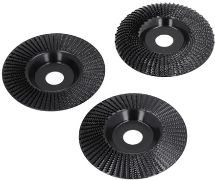 3-teiliges Holzschnitzscheiben-Set, Kohlenstoffstahl, Hobel, Neigungsbogen, Holzschleifscheibe Winkelschleifer, 125 Mm, Schwarz