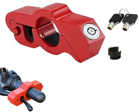 Bamyli Universal Motorcycle Lock,Motorcycle Handlebar Lock,Front Brake and Clutch Locks with Keys,Anti Theft Grip Lock Motorcycle Locks for Moped Scooter Motorbike Sports Mountain Bike ATV,Red