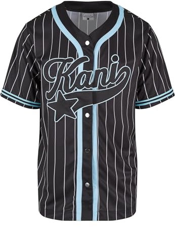 Karl Kani Kani Star Logo Pinstripe Baseball Shirt Black/lightblue, S