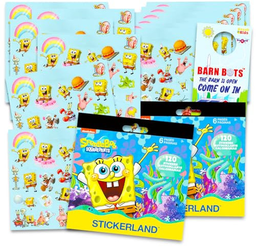 SpongeBob-Aufkleber für Kinder, über 240 SpongeBob-Aufkleber, Set für Partyzubehör, Partygeschenke, Geburtstage und mehr, SpongeBob Schwammkopf Party-Dekorationen