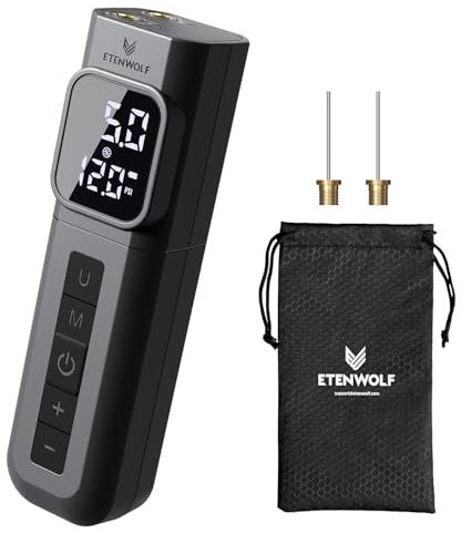 ETENWOLF P200 Electric Ball Pump 2000mAh Sports Air Pump with Digital Pressure Gauge for Basketball Soccer Volleyball (Black)