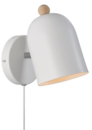 Nordlux Gaston Plug in Wall Light White Adjustable Wood Detail E27 | Adjustable Head