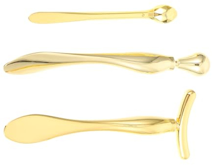 Cremeapplikator 3 Stück aus Zinklegierung, Goldfarben, Glatt | Augencreme, Gesichtscreme, Studioeinsatz Zuhause, Passend für Make Up Liebhaber, als Beauty Werkzeug