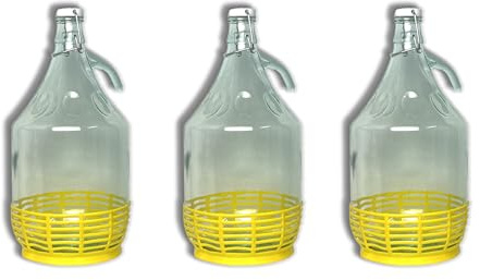 FERROELETTRA Damigiana Vetro 5 Litri - Bottiglione con Chiusura Meccanica Ermetica Con Guarnizione Dama per Olio - Contenitore Olio 5 Litri - Damigiane e Bottiglioni per Prodotti Alimentari (3 Pezzi)