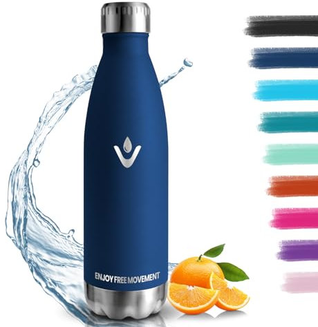 Gourde Isotherme - 500ML - Gourde Inox sans BPA, Gourde Sport Étanche, Réutilisable, Bouteille Isotherme, Processus de revêtement en Poudre, Gourde Thermos, Gourde Metal pour Running, École, Bureau