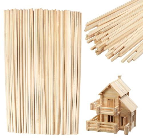 100 Pièces Bâtonnets Bambou Carrés, 300 X 4 X 4 mm Baton Barbe a Papa Carré Bâtonnets en Bois Non Traités Naturels Inachevés Bambou Longues Tiges en Bois Solide pour Travaux Manuels Et Bricolag
