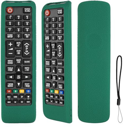 Custodia Telecomando in Silicone Compatibile Con Samsung BN59-01175N BN59-01268D BN59-01175Q BN59-01175P BN59-01189A BN59-01315B TV Telecomando Copertura Protettiva Antiurto Con un Cordino(Verde)