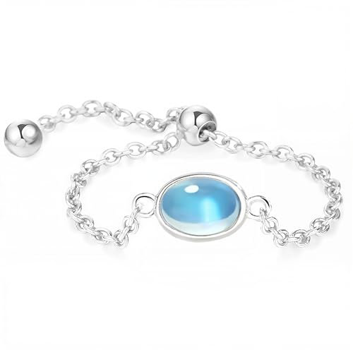 JAWUZ Anello Donna Argento 925 Regolabile Pietra di Luna CZ Celtico Vintage Ovale Rotondo Gioielli Ragazza Regalo Elegante