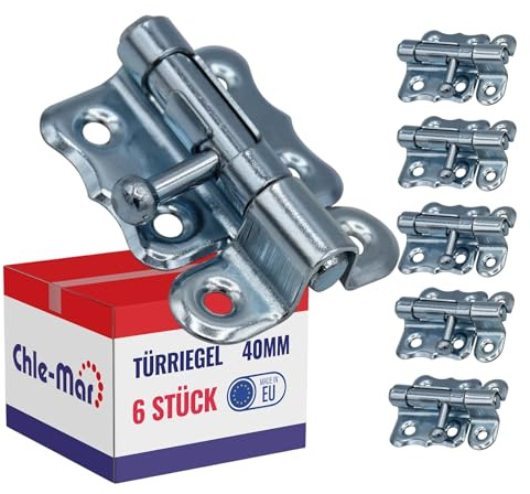 Chle-Mar 6x Türriegel klein 30 mm, Universelles Edelstahl Riegelschloss | Robuster Schubriegel für Türen, Gartentore, für Innen & Außen, Witterungsbeständiger Bolzenriegel, Universeller Schlossriegel