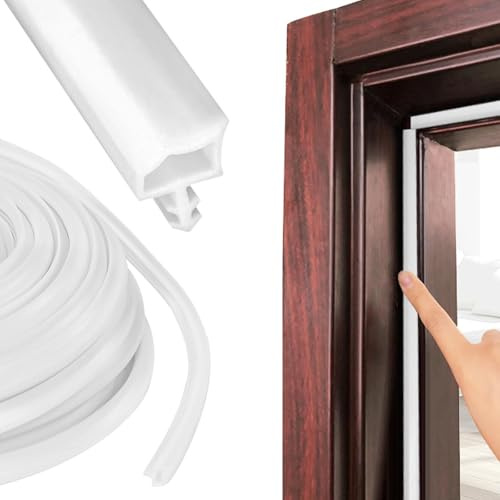 Huucozn Joint de Porte 20m Blanc PVC Joint de Porte d'Entrée Isolationanti-Courant d'Air/Bruit/Fissures Porte d'Entrée/Cuisine/Salle de Bain