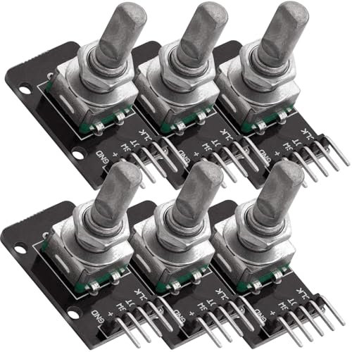 GERUI 6 x KY-040 Drehwinkelgeber Drehgeber Rotary Encoder Modul kompatibel mit Arduino.360-Grad-Drehgebermodul,Potentiometer digitale Impulsausgang elektronische Bausteine.