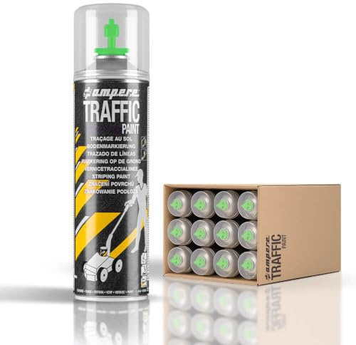 TMS PRO SHOP 12 Dosen Bodenmarkierungsfarbe AMPERE TRAFFIC PAINT, Farbe: grün, Art.-Nr. AM81ZN230| Bodenmarkierungsfarbe | Straßenmarkierungsfarbe | Markierungsspray