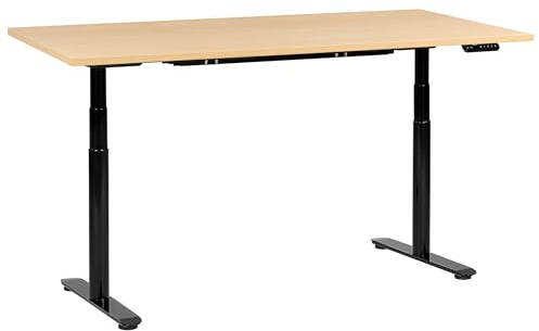 Beliani Electric Adjustable Standing Desk Modern Round Feet 180 x 72 cm Light Brown Top and Black Base Destinas