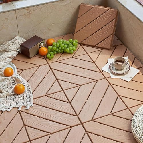 Ineinandergreifende Terrassenfliesen aus Kunststoff. Terrassenfliesen for den Außenbereich, einfach zu installieren, leicht zu reinigen