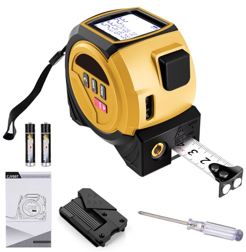 Telituny Laser Entfernungsmesser Massband, 60m Digitales Maßband | Mit Kreuzlinienlaser und 5-m-Stahlmaßband, Laser Wasserwaage mit LCD-Display, Messband Maßbänder, für Abstand Fläche Volumen