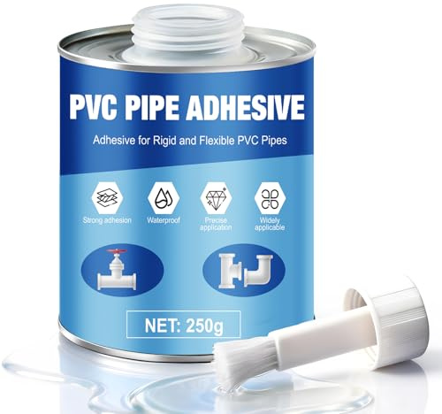 NoxGule 250g PVC Kleber, Kontaktkleber, Rohrklebstoff mit Pinsel, Starke Haftung, Verkleben von Wasserrohren, Geeignet für die Installation von PVC-Rohrverbindungen Rohren