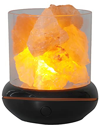 RASTKY Crystal Salt Stone Night Light USB Essential Oil Diffuser 7 Colors LED Rock Crystal Lamp, Tranquil Aromatherapy Diffuser for Bedroom Home Office, Great Christmas, Graduations (Black)