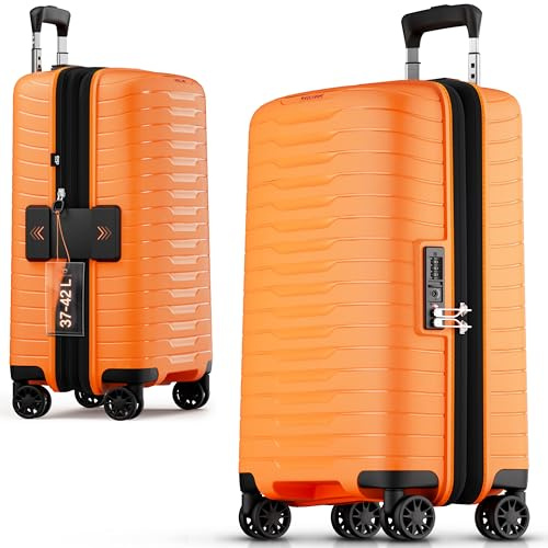 Stratic NOVIUM Hartschalenkoffer – Trolley mit 4 Rollen, TSA-Zahlenschloss, erweiterbar, aus Polypropylen, Innenfutter aus recyceltem PET, ohne Fronttasche,Größe S, Rosso Clay