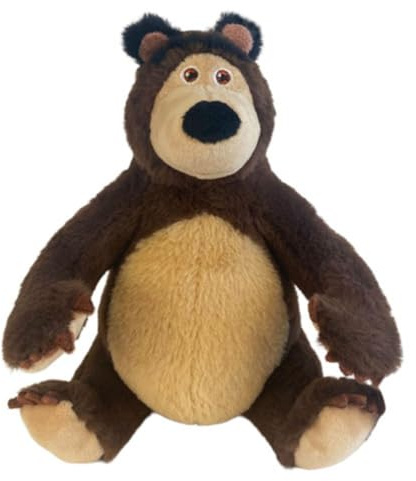 Masha e Orso Plüschbär, sitzend, weich, Sammelfigur, inspiriert von der TV-Serie – Höhe 18 cm – Farbe Braun