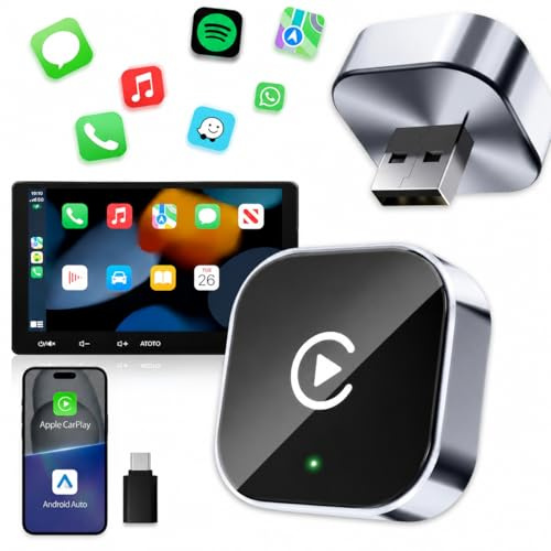 Adaptador Carplay Inalambrico | Car Play Inalambrico | Android Auto Inalambrico | Adaptador Carplay Android | Carplay Coche USB Tipo C, Coches a Partir de 2014【Nueva Version 2026 】