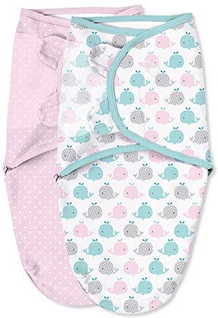SwaddleMe Original Pucksack, Pink Polka, Größe S (0-3 Monate, 3,2-6,4 kg oder bis zu 66 cm), Wale Pink/Sterne, Pink Polka Wal