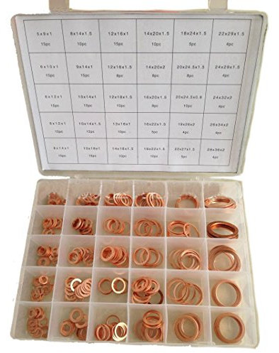 286pcs 30 Größen Metrisches Ring Kupfer flach Waschmaschine Dichtringe Sortiment Kit