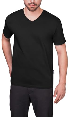 HRM Herren Luxury V-Neck Tee, schwarz, Gr. 4XL I Premium T-Shirt Herren V-Ausschnitt aus 100% Bio-Baumwolle I Basic T-Shirt bis 60°C waschbar I Hochwertige & nachhaltige Herren-Bekleidung