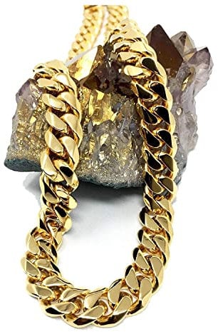 24K Gold Cuban Link Chain Necklace for Men Real 14MM 24K Diamond Cut Heavy with Solid Thick Clasp (22)