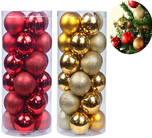 Xinlie Bolas de Navidad Decoración Navideña Bolas de Navidaad Bolas para el árbol de Navidad Bolas de árbol de Navidad Adornos de árbol de Navidad para Brillar Brillante Colgante Deco3cm/1.18in(48PCS)