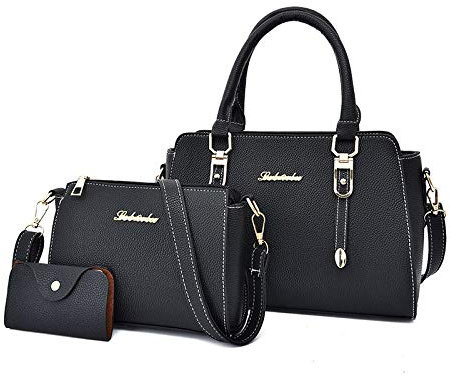 LLUFFY-Clutch Handtaschen Damentaschen Mode-Umhängetaschen Mutter-Kind-Taschen Damen-Umhängetaschen 3St. / Set-Schwarz