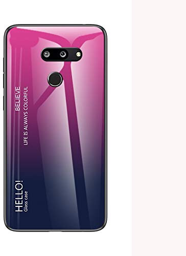 Coque de protection pour LG G8 ThinQ coque en verre trempé 9H couleur dégradée de verre Smartphone Housse en silicone souple anti-rayures