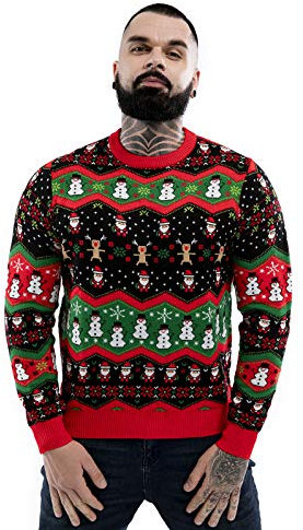 Herren Weihnachtspullover Unisex Hässliche Pulli Lustig Strickpullover Ugly Weihnachtspulli - Festliche Fairisle