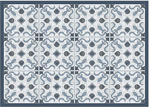 Fußmatte für innen als waschbare Motiv Tür-Matte - 50x70 cm Fußabtreter Florale Kacheln grau als rutschfeste Schmutzfangmatte - Moderne Eingangsbereich Sauberlaufmatte für Flur Haustür