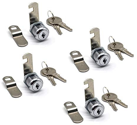 4Pack Cam Lock 7/8 Inch Tubular Cam Locks Keyed Alike with Chrome Finish for Vending Machine Truck Pickup Tool Box Mailbox ATM Replacement Lock