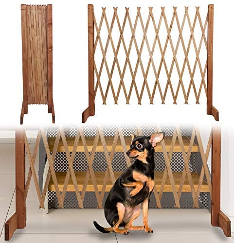 Treppenschutzgitter für Hunde - Absperrgitter - Türschutzgitter - Hundeschutzgitter - Hundebarrieren - verstellbar Trennwand - ohne Bohren - 30-117cm breit - aus Holz