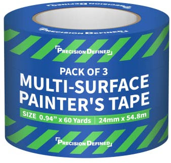 PD Multi-Surface Painter's Tape, 24mm x 54.8m, 3 Rolls, Premium Original Trim Sharp Edges Paint Bulk (0.94 x 60 Yards)