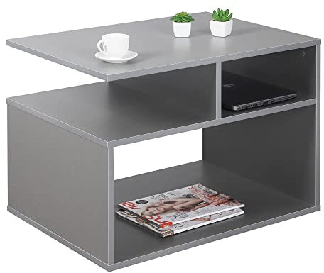 RICOO Mesa de Centro Salon 69 x 50 x 50 cm WM095-PL Mesa Sofa Auxiliar Gris