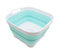 SAMMART 10L Collapsible Dishpan with Draining Plug - Foldable Washing Basin - Portable Dish Washing Tub - Space Saving Kitchen Storage Tray (White/Lake Green, 1)