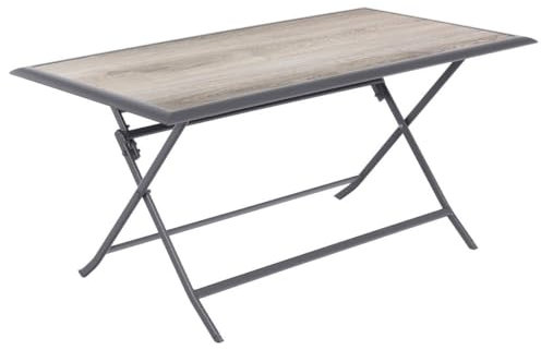 Hespéride - Table de Jardin Pliante Rectangulaire Azua Gris Fumé - 6 Places - Aluminium Traité Epoxy Antirouille