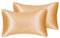 Silky Luxury Satin Pillow Case for Hair & Facial Skin to prevent wrinkles Hidden Zipper (Gold, Standard(50x75cm) 2 Pk)
