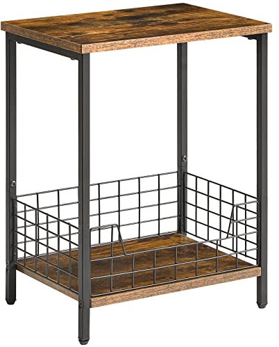 YMYNY Side Table, End Table with Storage Rack, Small Nightstand, Coffee Table, Industrial Style, Small Table in Living Room and Bedroom, 40 x 29 x 52cm Rustic Brown HST001H