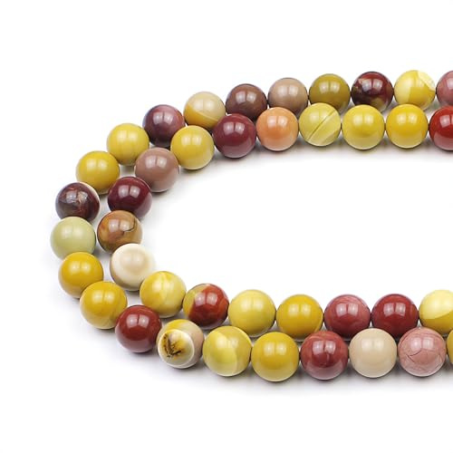 MJDCB Natural Round Stone Beads 10mm Mookaite Jasper Loose Gemstone Beads for Jewelry Making Bracelet Necklace 35pcs