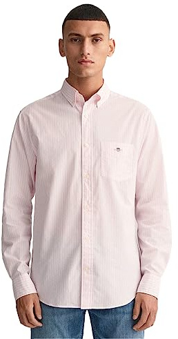 GANT Men's Reg Poplin Stripe Shirt, Light Pink, 4XL