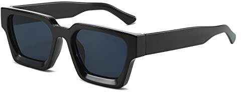 Vintage Rechteckige Sonnenbrille für Herren Damen-Retro Eckig Sonnenbrille Trendige Quadratischem Rahmen UV400 Schutz