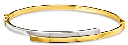 MIORE Armreif Armband für Damen aus Glänzend 9k 375 Gelbgold/Weißgold mit Sicherheitsverschluss, Umfang 18.5 cm