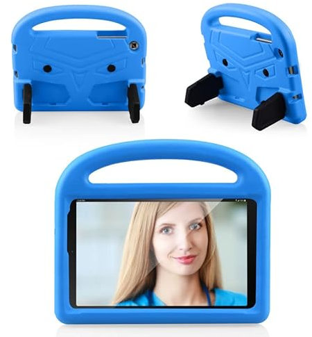 Funda infantil para Samsung Galaxy Tab A de 8 pulgadas SM-P200 P205 (2019), funda para tablet ligera y apta para niños, asa con soporte, funda protectora de espuma EVA suave a prueba de golpes, azul
