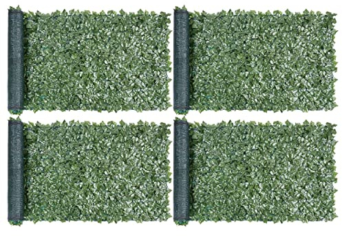 Yaheetech Siepe Finta Artificiale Rotolo di Edera Artificiale per Balcone Patio Cortile Ringhiera Giardino Verde 1 x 3 M x 4 PCS