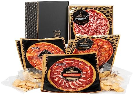 Maestros Jamoneros -8 Bandejas de Ibéricos de Bellota 50 g A Cuchillo y Máquina