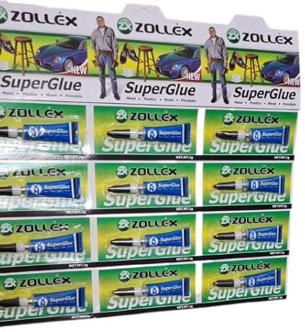 Zollex 12 Sekundenkleber Pipette Hochleistung Schnell trocknender Kleber Industrie, Transparenter Sekundenkleber Metall, Plastik, Stein, Schmuck, Perlenherstellung, Handy, Keramik, Handwerk