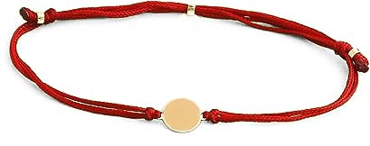 585 14ct Gold Bracelet Red String Cord friendship Adjustable 6-8 Inch Band. (21, Yellow gold)